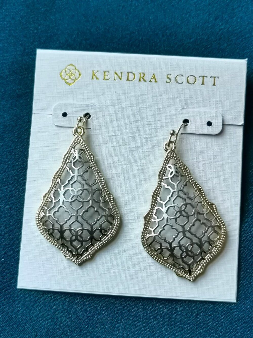 Kendra Scott Addie Silver Filigree Mix Gold Earrings NEW